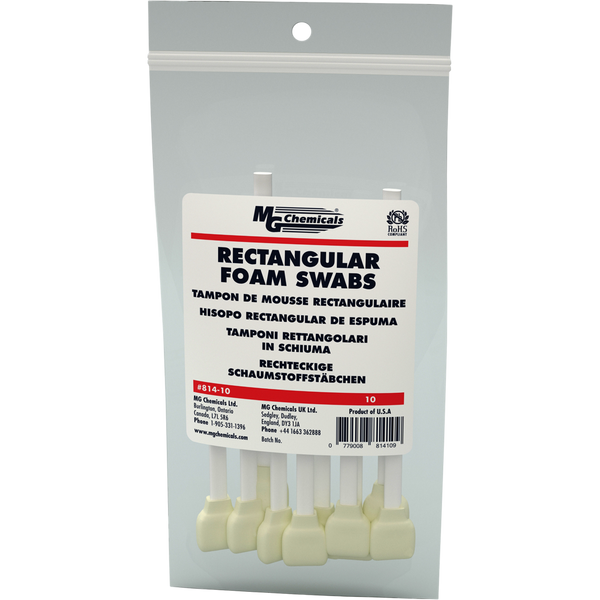 MG Chemicals 814-10 Rectangular Foam Swabs 10 Count
