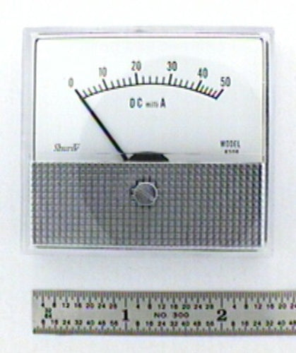 Shurite 8306Z, 0-50mA DC Analog Meter 2.5" x 2.3" Panel Face, 2" Round Body