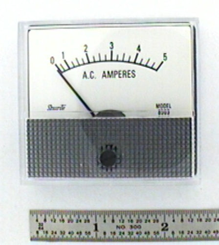 Shurite 8503Z, 0-5 Amps AC Analog Meter ~ 2.5" x 2.3" Panel Face, 2" Round Body