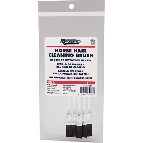 MG Chemicals # 855 Tin-Handled Horse Hair Cleaning Brush ~ 5 Pack