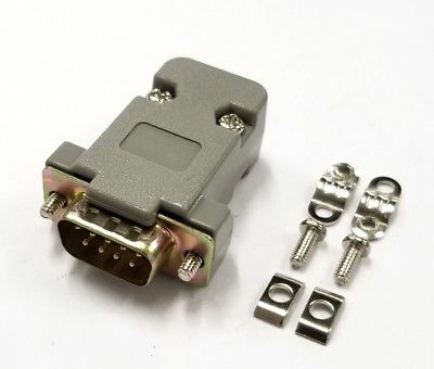 DB 9 Pin Male D-Sub Cable Mount Connector with Plastic Cover & Hardware DB9