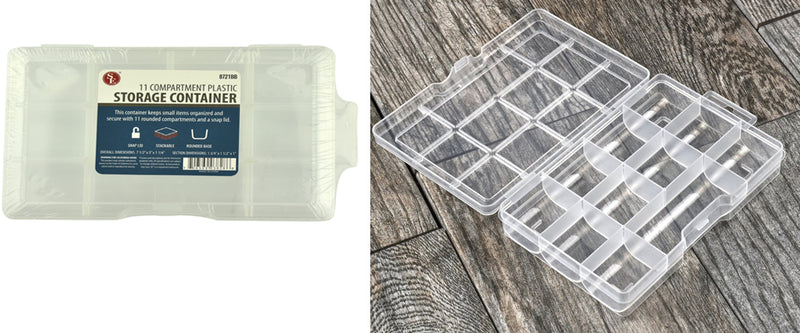 11 Compartment Plastic Storage Box With Lock (7-1/2" x 4-7/8" x 1-1/4")