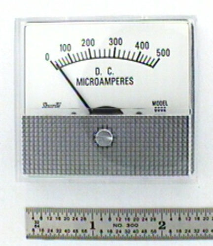 Shurite 8902Z, 0-500uA DC Analog Meter 2.5" x 2.3" Panel Face, 2" Round Body