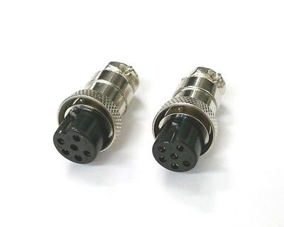 Lot of 2 6 Pin Female In-Line CB Mic or Ham Radio Mobile Microphone Connector