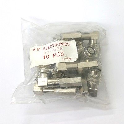 Lot of 10 Aim Electronics 27-9076 Right Angle Male TNC Connector for RG59/62 - MarVac Electronics