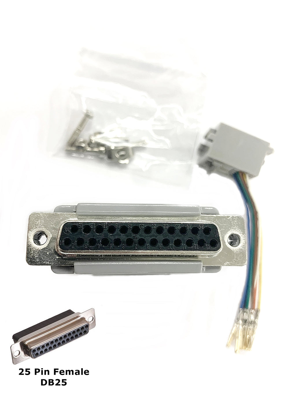 AD-25FT4-G2, DB25 Female to RJ11 4C Jack Adapter with 2 Piece GREY Hoo ...