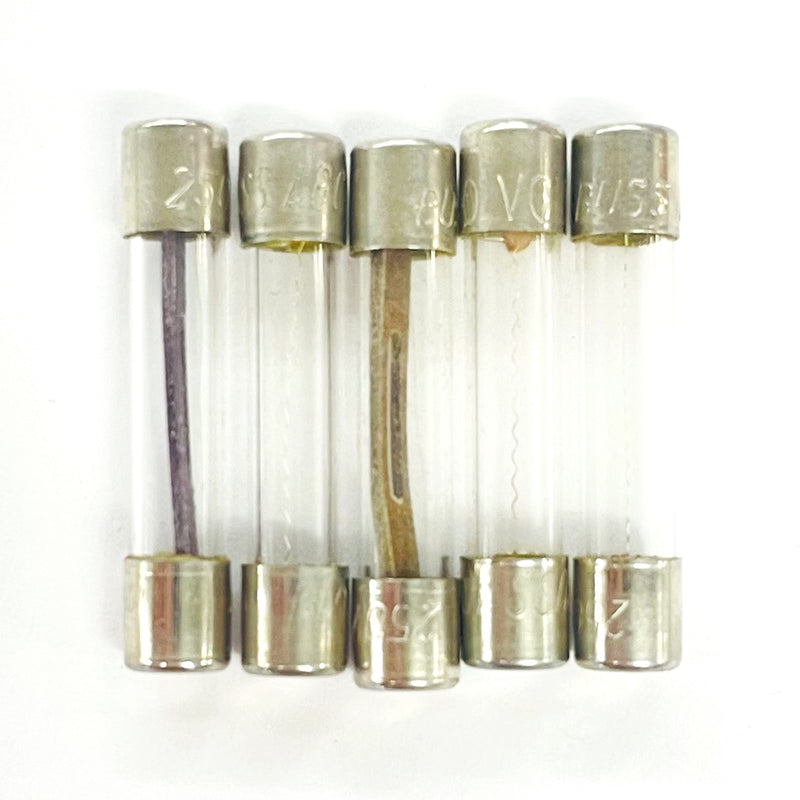 5 Pack of Buss AGC-175/1000 0.175A 250V Fast Acting (Fast Blow) Glass Body Fuses