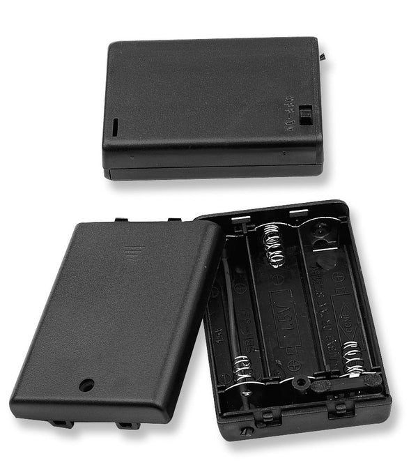 Philmore BH3311 Three (3) AA Cell (UM-3) Battery Holder w/ Cover, Switch & Leads