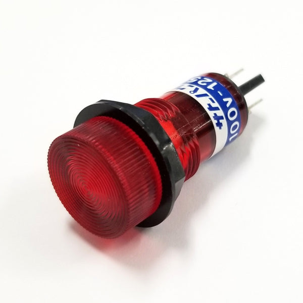 Sato Parts # BN-2-1-R, 17mm Round Red Flat Top Neon Indicator Light, 100V ~ 125V