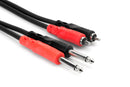 HOSA CPR-206 Stereo Interconnect, Dual 1/4 in TS to Dual RCA, 6 m