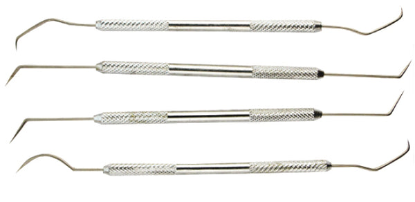 4 Piece Double Ended Chrome Plated Pick Set with Vinyl Pouch