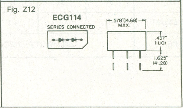 ECG114 Series Dual Diode Selenium Rectifier for TV Horizonal AGC ~ (NTE114)