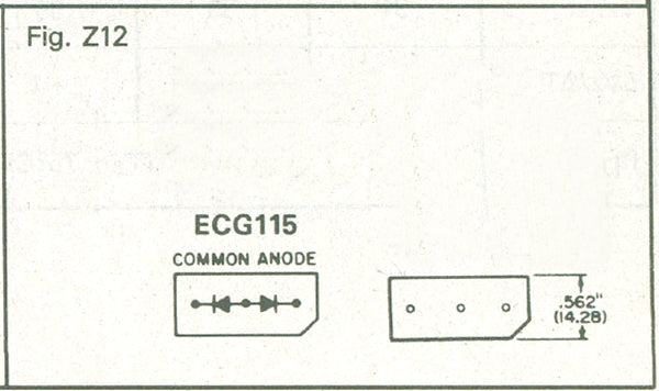 ECG115 Dual Diode Selenium Rectifier for TV Horizonal AGC ~ 20 PRV (NTE115)