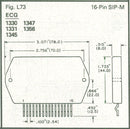 ECG1331, Hybrid Module 25W/channel Dual Audio Amplifier ~ 16 Pin SIP-M (NTE1331)
