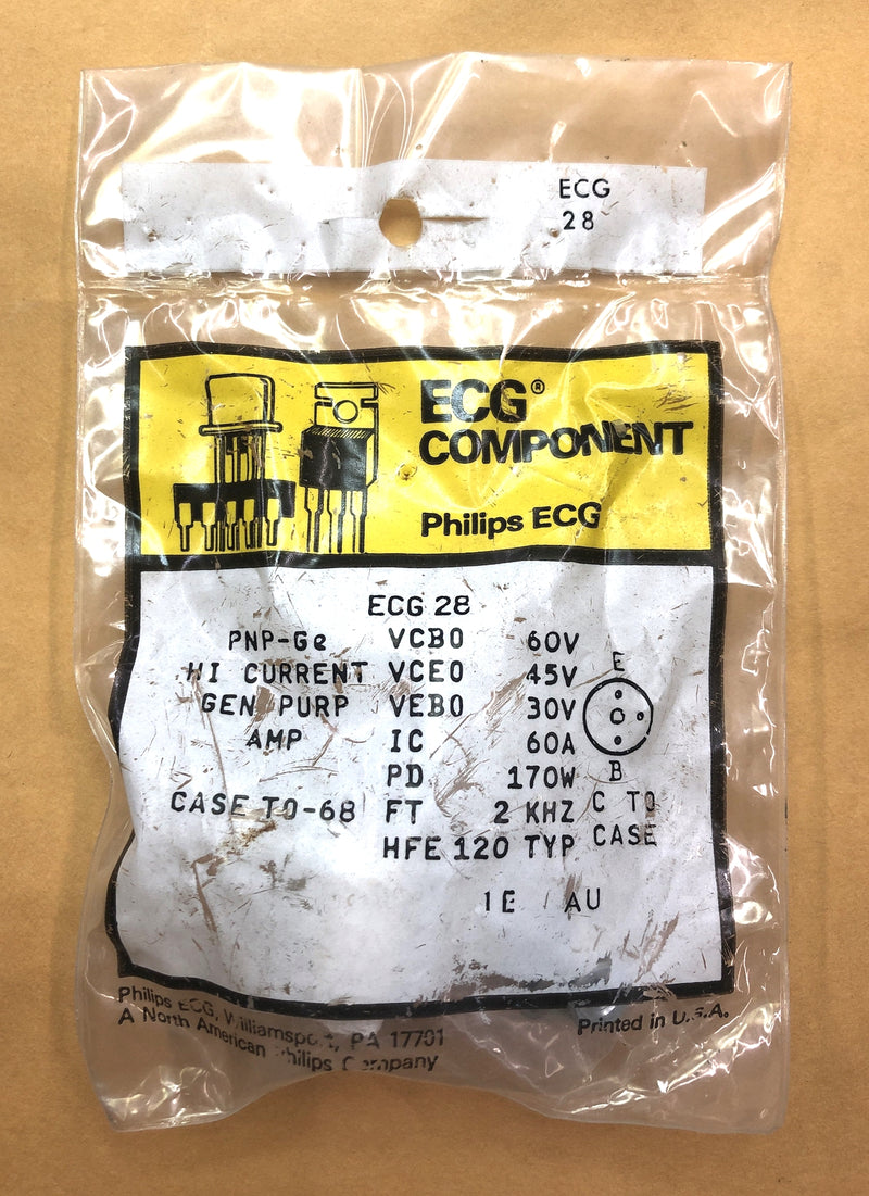 ECG28 PNP High Current, High Gain Transistor ~ 60V@60V 170W TO68 Case