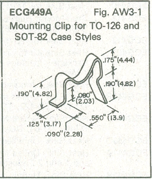 ECG449A, Mounting Clips for TO-126 and SOT-82 Type Packages ~ (NTE449A) 2 Pack