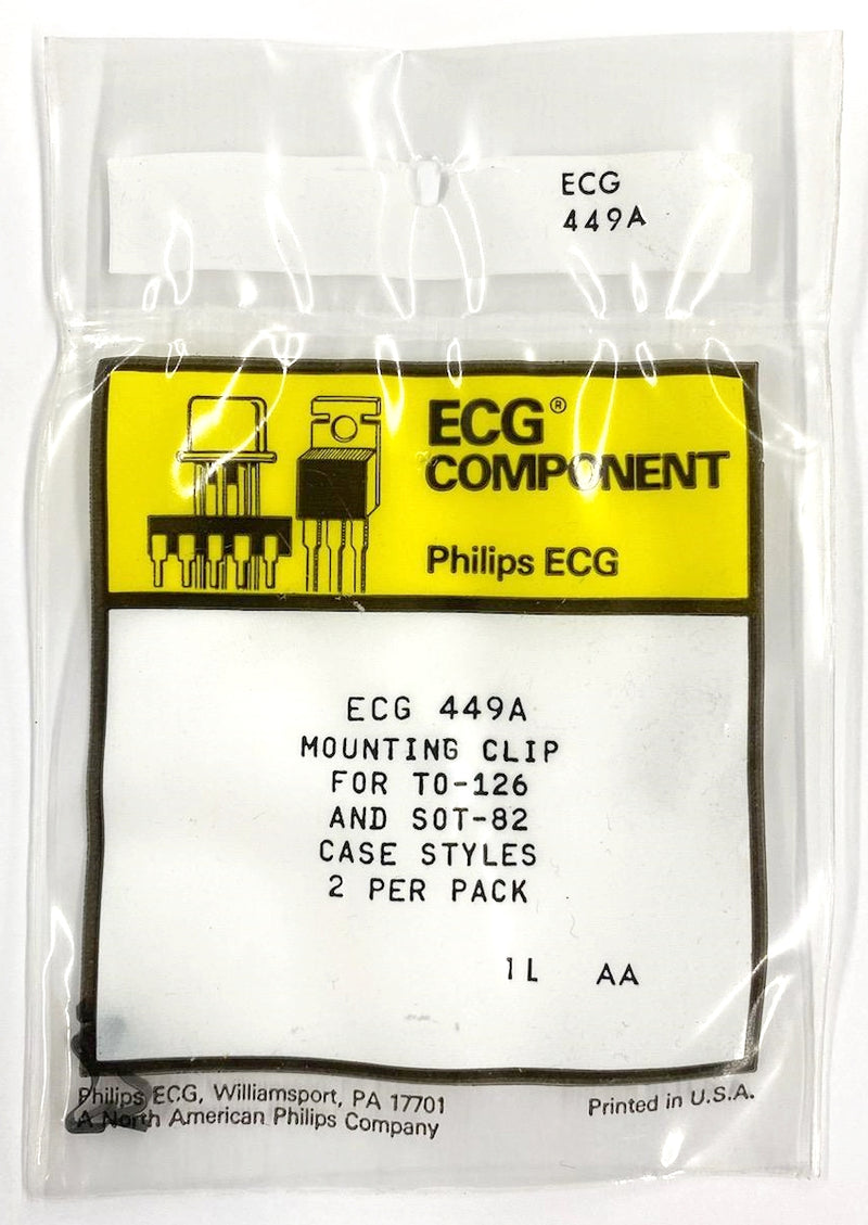 ECG449A, Mounting Clips for TO-126 and SOT-82 Type Packages ~ (NTE449A) 2 Pack