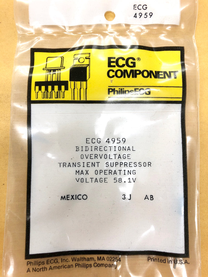 ECG4959, 68.0V Overvoltage Transient Suppressor, Bidirectional ~ Axial (NTE4959)