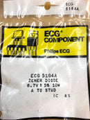 Philips ECG ECG5184A, 8.7V @ 10W Zener Diode 5% ~ DO-4 Anode Case (NTE5184A)