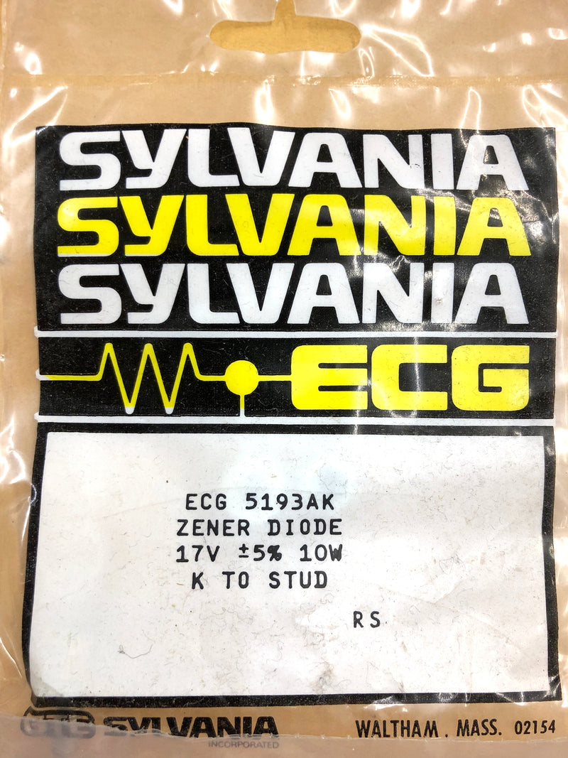 Philips ECG ECG5193AK, 17V @ 10W Zener Diode 5% ~ DO-4 Cathode Case (NTE5193AK)