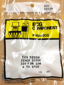 Philips ECG ECG5203A, 33V @ 10W Zener Diode 5% ~ DO-4 Anode Case (NTE5203A)