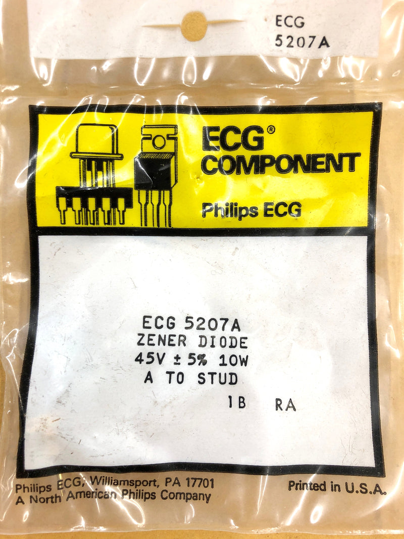 Philips ECG ECG5207A, 45V @ 10W Zener Diode 5% ~ DO-4 Anode Case (NTE5207A)