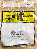 Philips ECG ECG5244A, 5.6V @ 50W Zener Diode 5% ~ DO-5 Anode Case (NTE5244A)