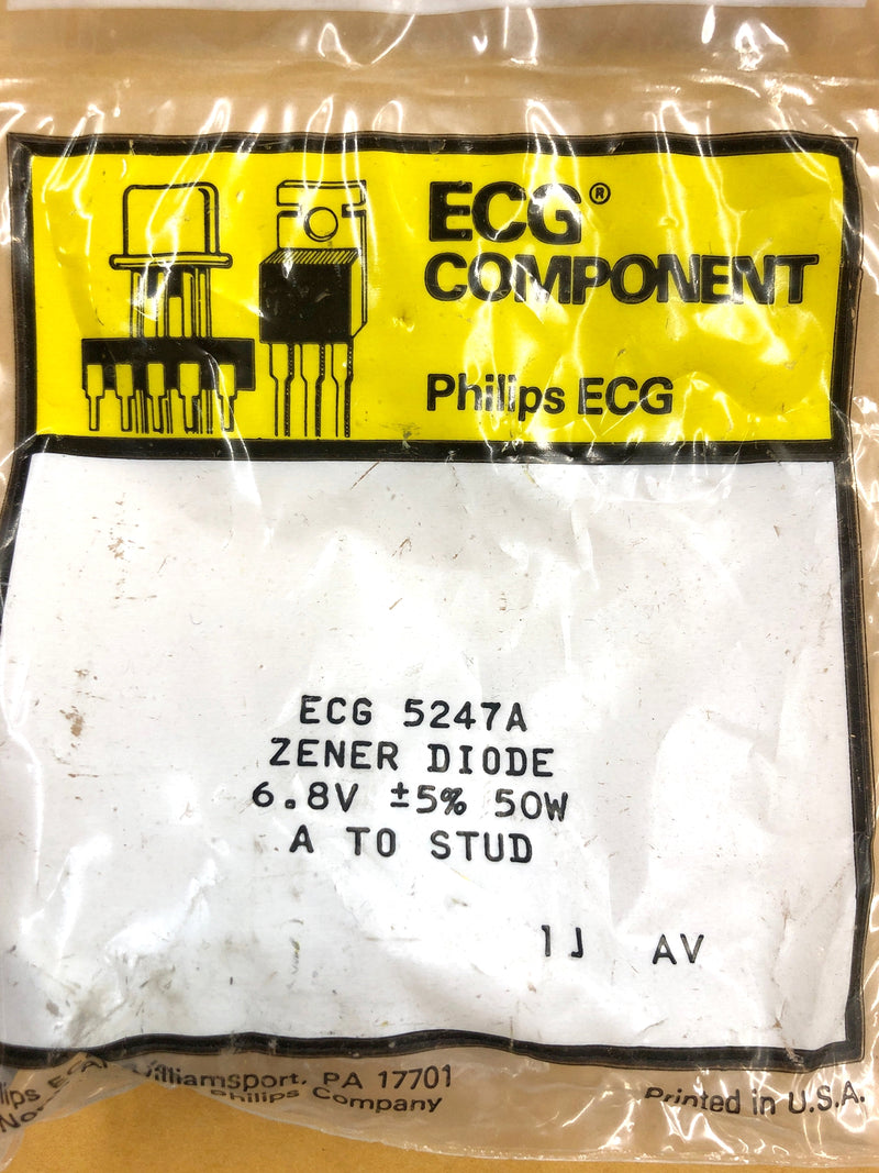 Philips ECG ECG5247A, 6.8V @ 50W Zener Diode 5% ~ DO-5 Anode Case (NTE5247A)