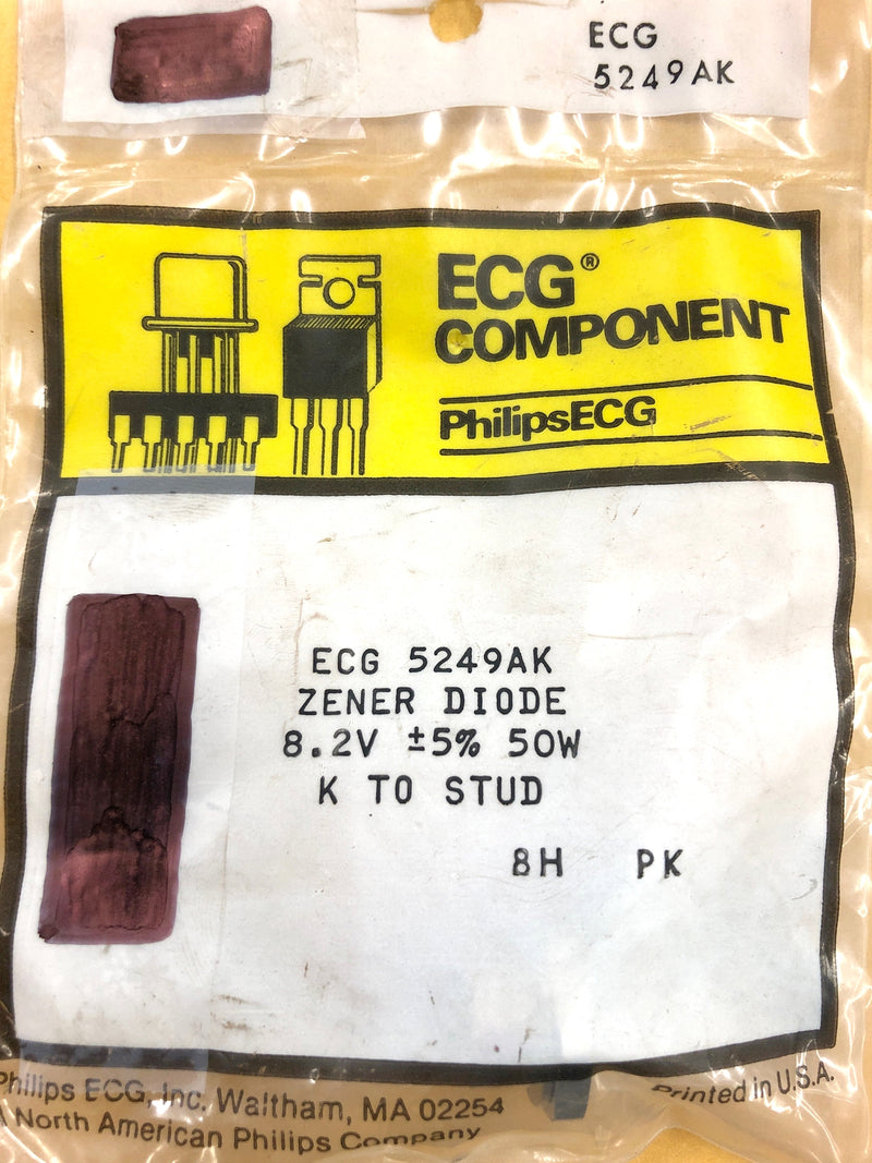 Philips ECG ECG5249AK, 8.2V @ 50W Zener Diode 5% ~ DO-5 Cathode Case (NTE5249AK)