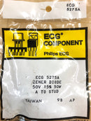 Philips ECG ECG5275A, 50V @ 50W Zener Diode 5% ~ DO-5 Anode Case (NTE5275A)