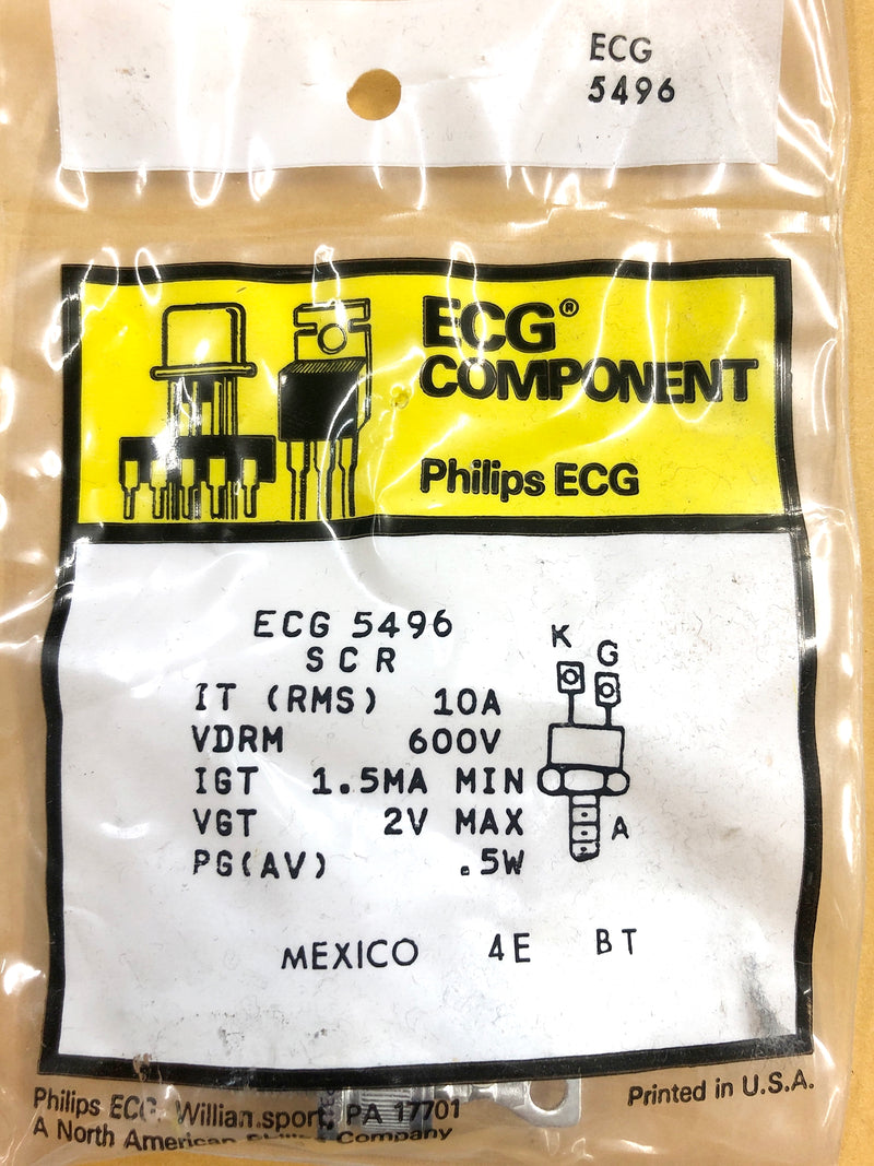 ECG5496, 600V @ 10A Silicon Controlled Rectifier SCR ~ TO-48 (NTE5496)