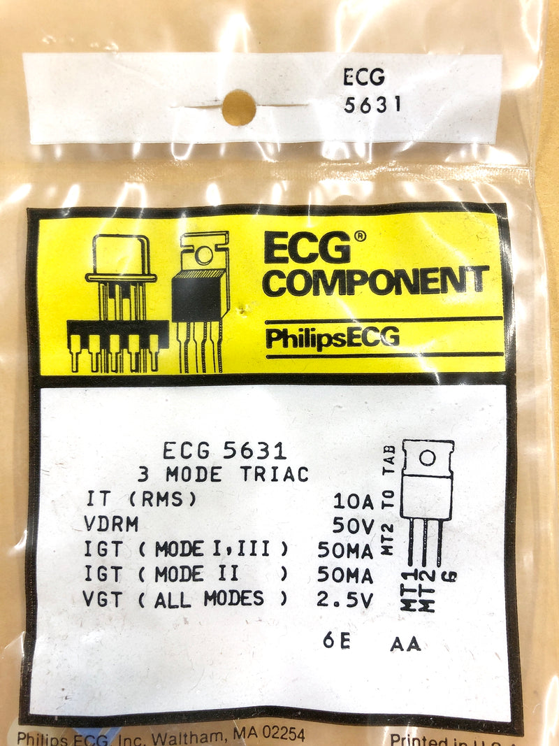 ECG5631, 50V @ 10A Silicon 3 Mode TRIAC ~ TO-220 (NTE5631)