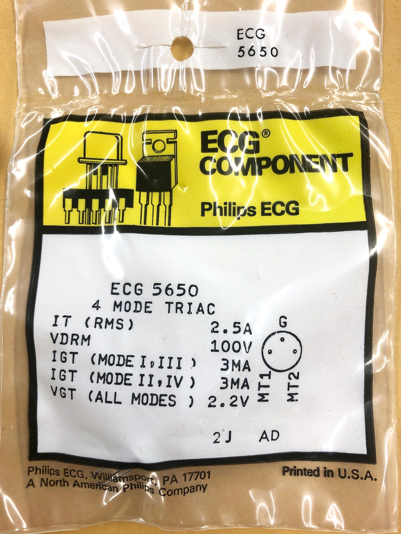 ECG5650, 100V @ 2.5A Silicon 4 Mode TRIAC ~ TO-5 (NTE5650)