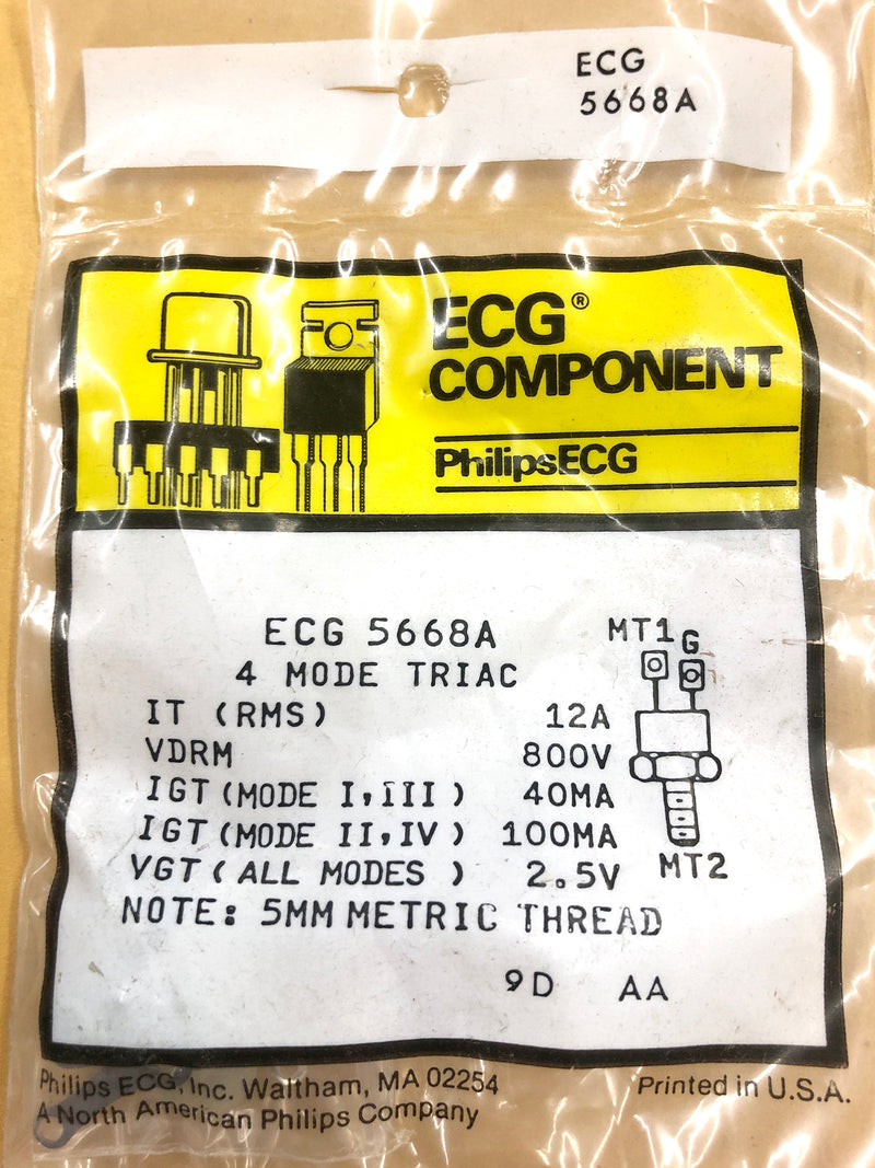 ECG5668A, 800V @ 12A Silicon 4 Mode TRIAC ~ TO-64 (NTE5668A)