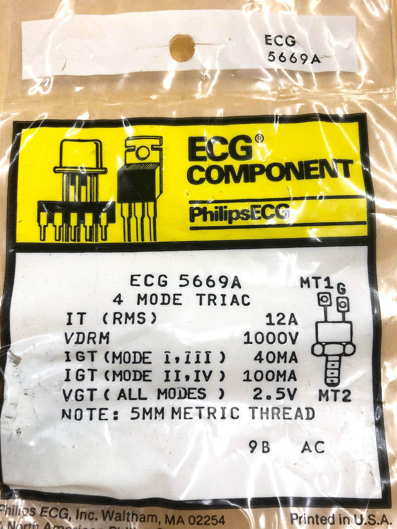 ECG5669A, 1,000V @ 12A Silicon 4 Mode TRIAC ~ TO-64 (NTE5669A)