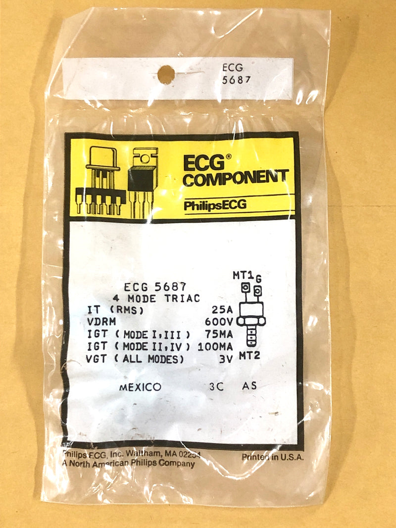 ECG5687, 600V @ 25A Silicon 4 Mode TRIAC ~ TO-48 (NTE5687)