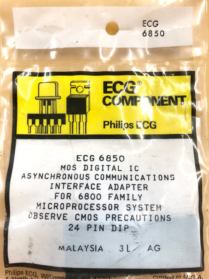 ECG6850, NMOS Asynchronous Adapter For 6800 Microprocessor ~ 24 DIP (NTE6850)