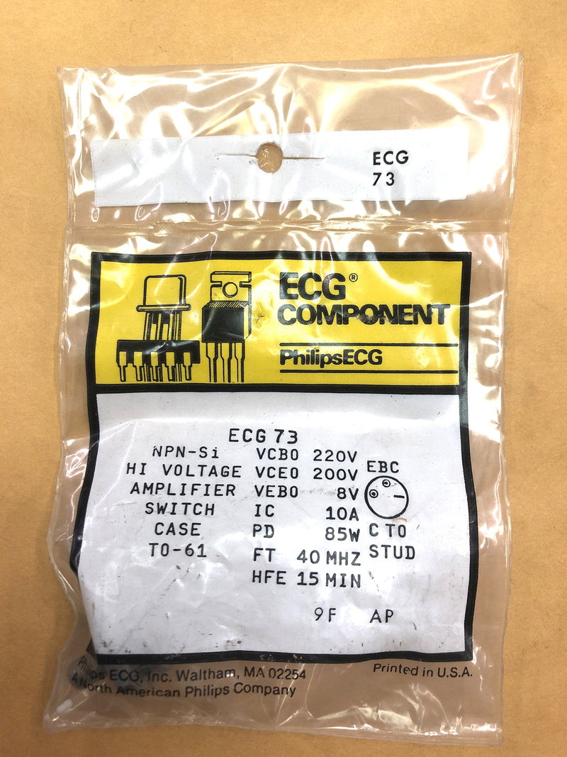 ECG73 NPN Transistor 220V@10A High Voltage Amplifier / Switch TO61 Case (NTE73)