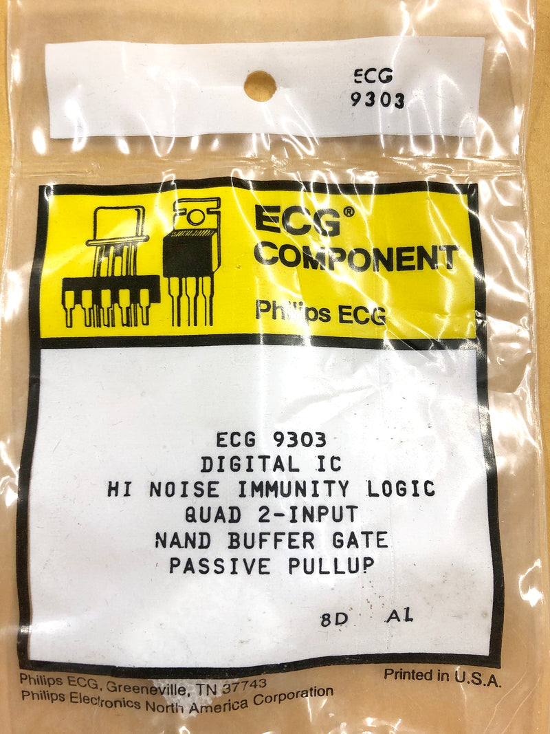 ECG9303 HLL Quad 2-Input NAND Bufer Gate (Passive Pull-up) 16 Pin DIP (NTE9303)