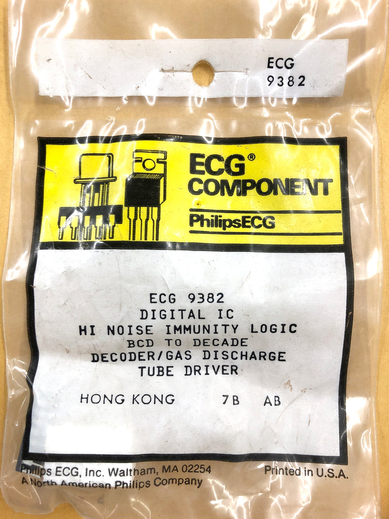 ECG9382, HLL BCD-to-Decade Decoder Driver Gas Tube Driver ~ 16 Pin DIP (NTE9382)