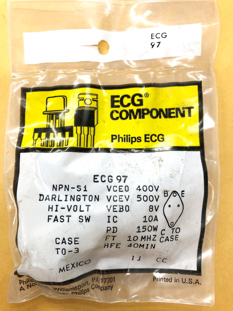 ECG97, 10A @ 400V NPN Silicon High Power Darlington Transistor ~ TO-3 (NTE97)