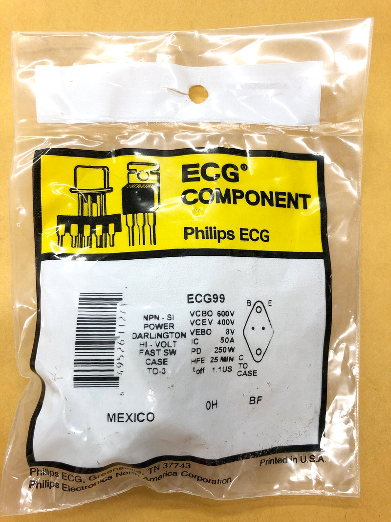 ECG99, 50A @ 600V NPN Silicon High Power Darlington Transistor ~ TO-3 (NTE99)