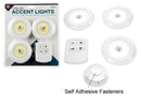 4 Piece 90 Lumen/3Watt COB Light Set With Remote (3 Lights & 1 Remote)