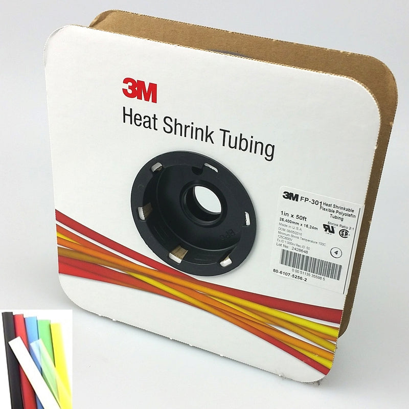 50 Foot Roll of 1" White 2:1 Heat Shrink ~ 3M FP301