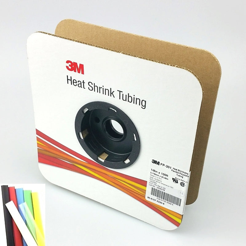 100 Foot Roll of 1/8" Black 2:1 Heat Shrink ~ 3M FP301 - MarVac Electronics