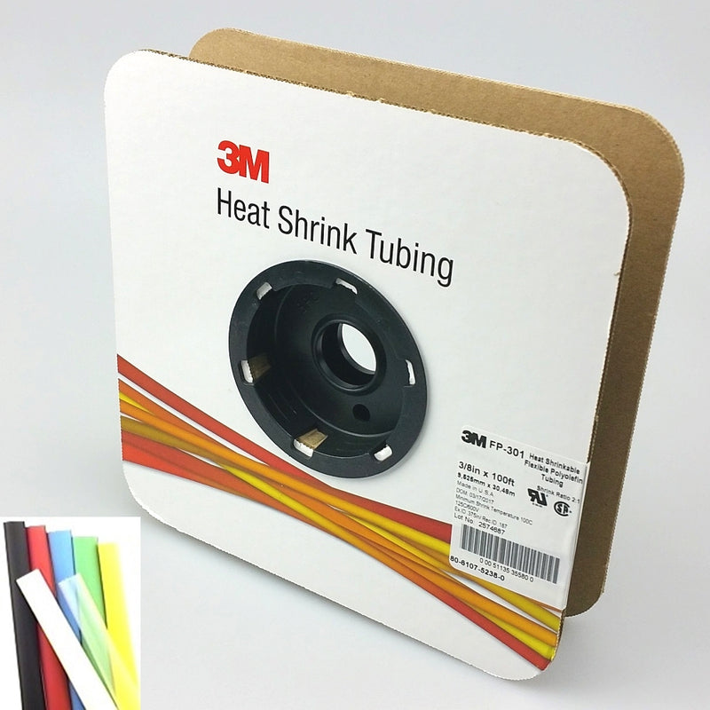 100 Foot Roll of 3/8" Black 2:1 Heat Shrink ~ 3M FP301