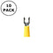 (2736) #8 Yellow Yellow Vinyl Insulated Locking Fork Terminals 12-10AWG 10 Pack