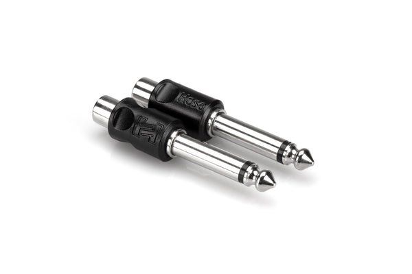 HOSA GPR-101 Adapters, RCA to 1/4 in TS, 2 pc