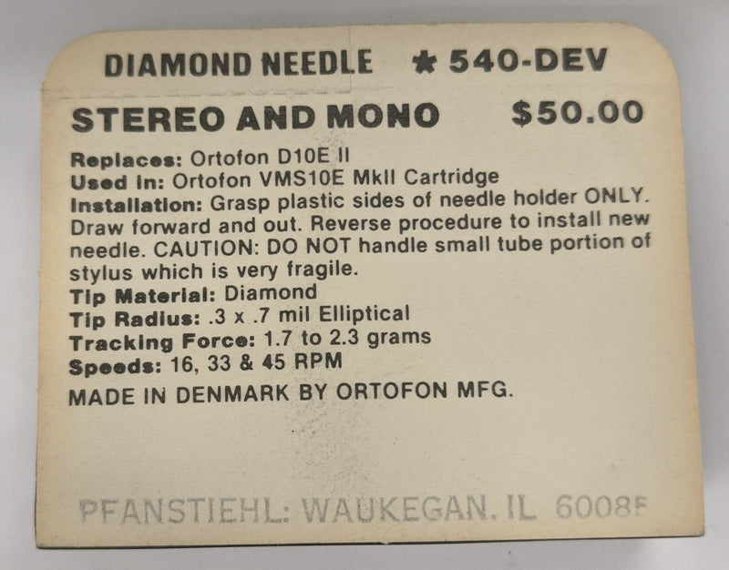 Pfanstiehl 540-DEV Diamond Needle