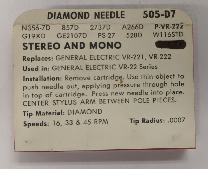 Pfanstiehl 505-D7 Diamond Needle